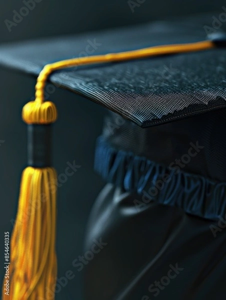 Fototapeta A detailed view of a graduation cap with a tassel, perfect for representing academic achievement
