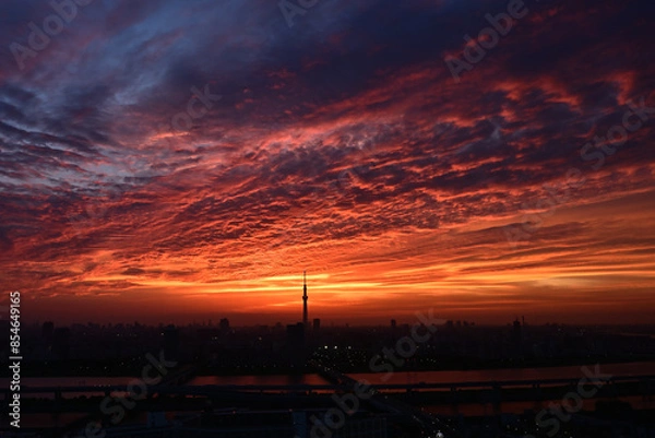 Fototapeta 夕焼け都市