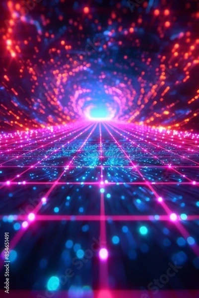 Fototapeta 未来的な光の幾何学模様背景