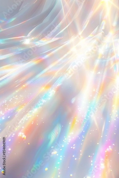 Fototapeta 虹色に輝く光と白い背景