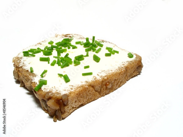 Fototapeta Detail bread with butter and fresh vegetable