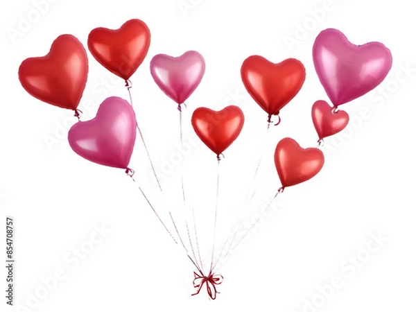 Fototapeta PNG Heart Shape Balloons on Transparent Background