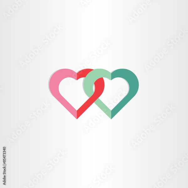 Fototapeta two green and red hearts symbol