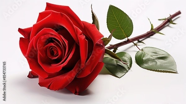 Fototapeta red rose on white background