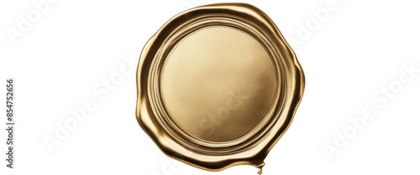 Fototapeta Gold wax seal, perfect for invitations, awards, and official documents or certificates, on isolated with transparent concept