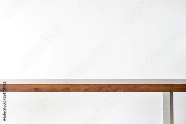 Fototapeta Wooden table top with white background