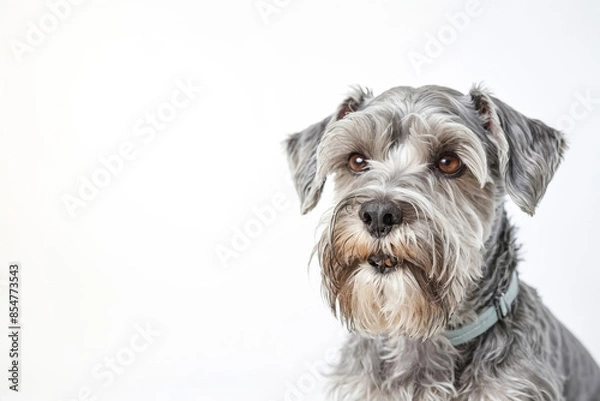 Obraz Close-up Portrait of a Miniature Schnauzer with a Blue Collar