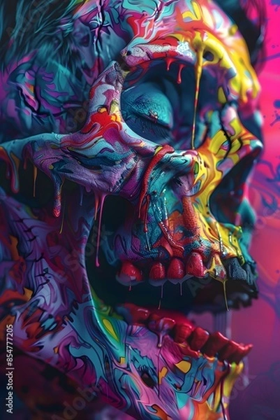 Fototapeta a face with trippy colors 