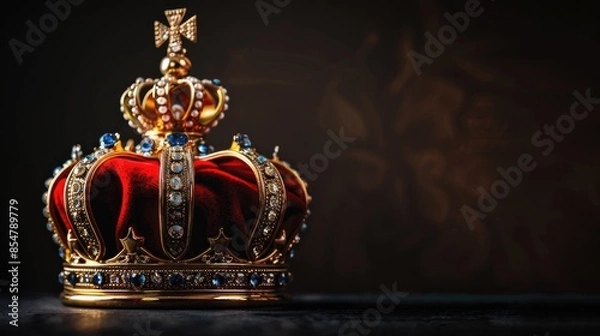 Obraz Royal coronation crown on black background