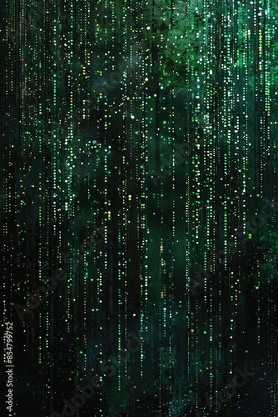 Obraz Digital Rain - Matrix Code in Green