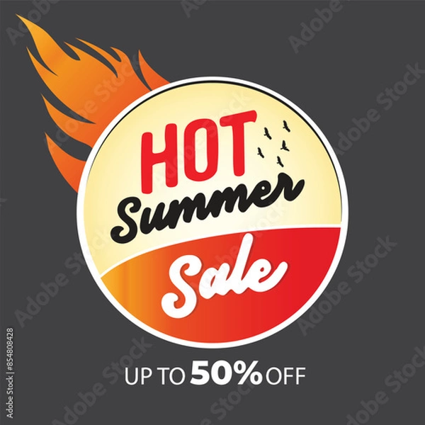 Obraz summer sale banner design vector illustration , social media and website , up to 50% off