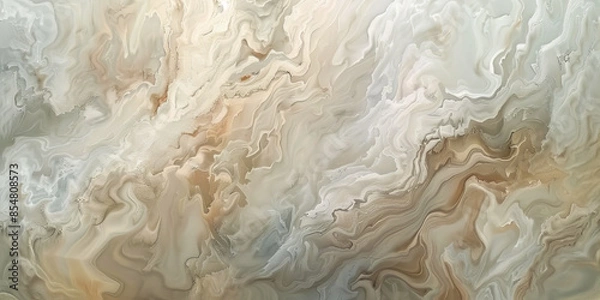 Fototapeta Abstract painting with a soft neutral palette and flowing textures