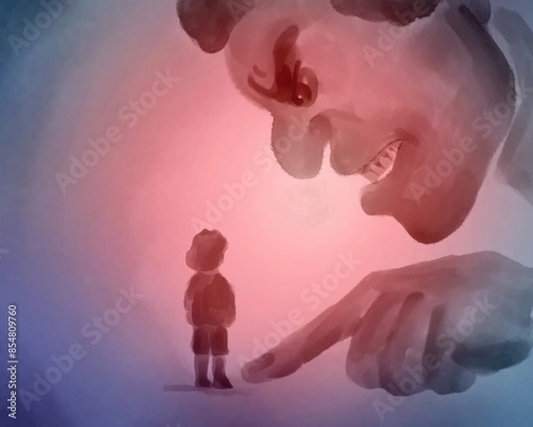 Obraz illustration of a man yelling at a child. conflict. inner child