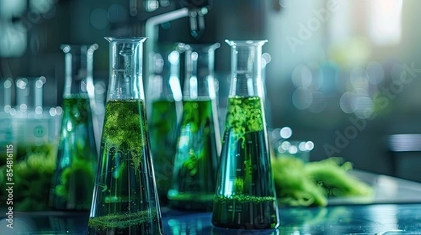 Obraz tubes of spirulina close-up on the table