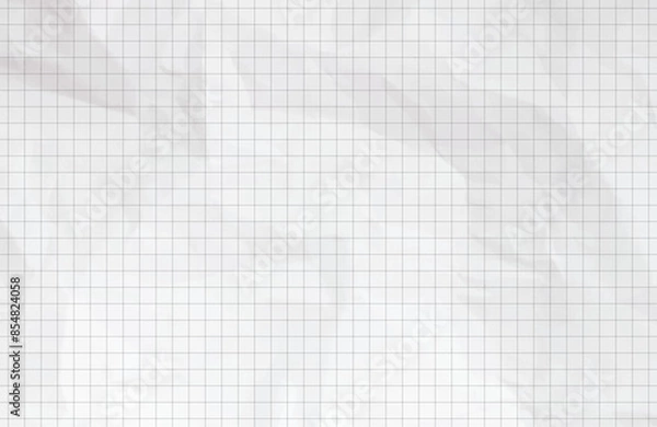 Fototapeta Notebook wrinkled sheet grey checkered graph editable stroke. Vector