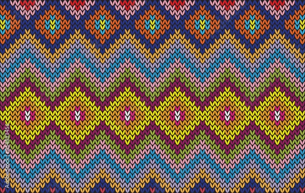 Fototapeta Ethnic monochrome seamless pattern. Background with Aztec geometric patterns. Print with a tribal theme. Fabric from the Navajo people. Abstract wallpaper in a modern style. Illustration in vector 