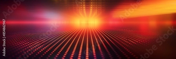 Fototapeta Vibrant Abstract Grid: Illuminating Future with Light Colors and Sparks - A Modern Wallpaper Banner Layout,  3:1, banner , orange colors