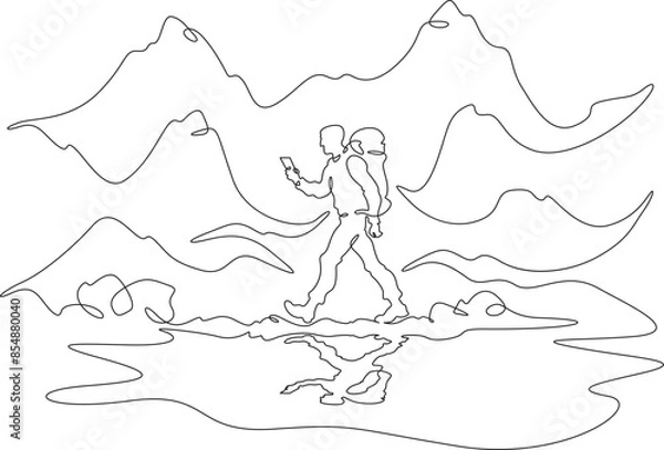 Obraz tourist walks  phone 04