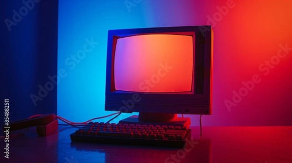 Fototapeta computer monitor with mouse and keyboard