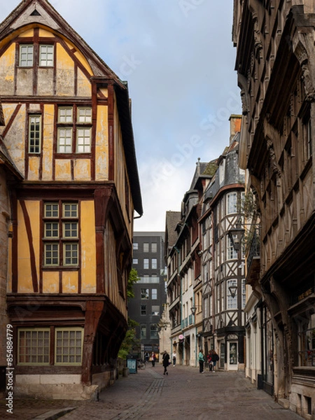 Obraz A view of the half-timbered houses in Rouen, France