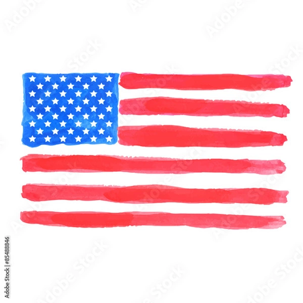 Obraz Watercolor american flag. Vector
