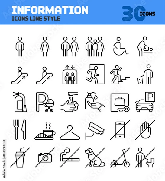 Obraz Building interior facility information icons