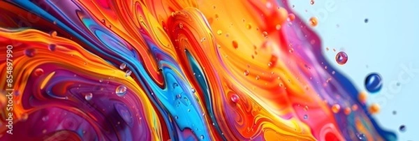 Fototapeta Captivating Abstract Fluid Art with Vibrant Splashes of Color and Dynamic Movement