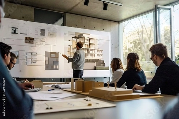 Fototapeta architect presenting a design concept