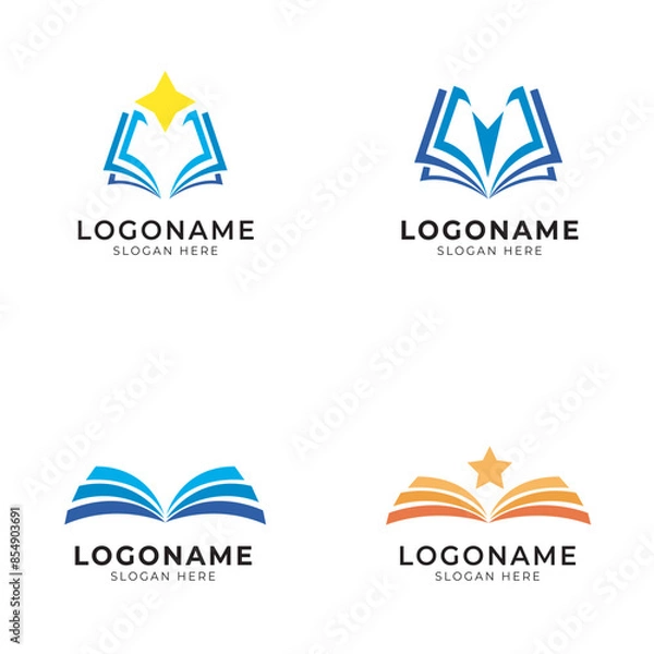 Obraz library bookstore logo icon set