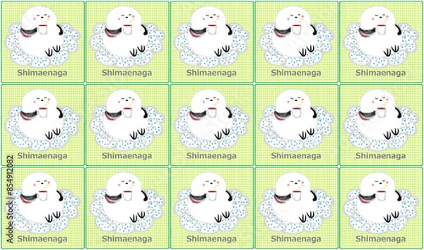 Obraz シマエナガ壁紙 2 (緑)