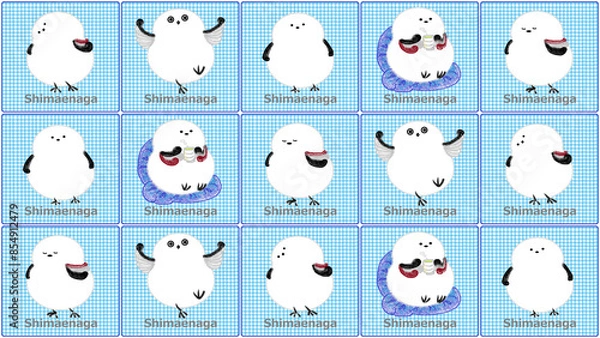 Obraz シマエナガ壁紙 2 (青)