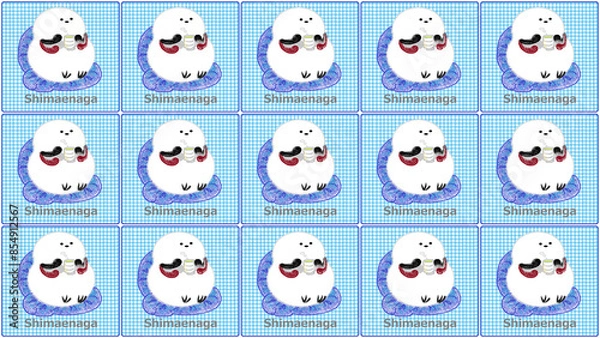 Fototapeta シマエナガ壁紙 1 (青)