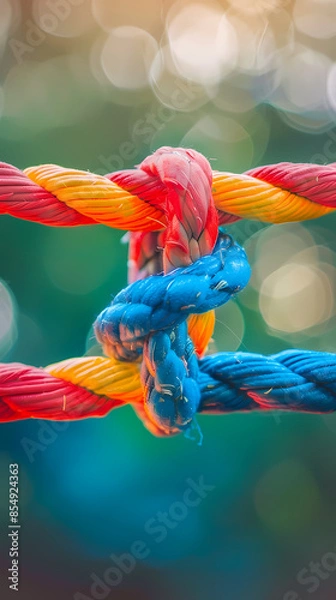 Fototapeta Close-up of colorful ropes, symbolizing the power of emotions