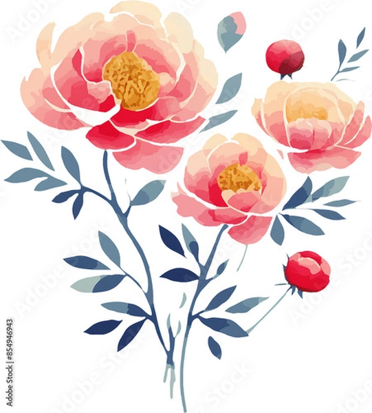 Obraz Watercolor Flower with transparent background
