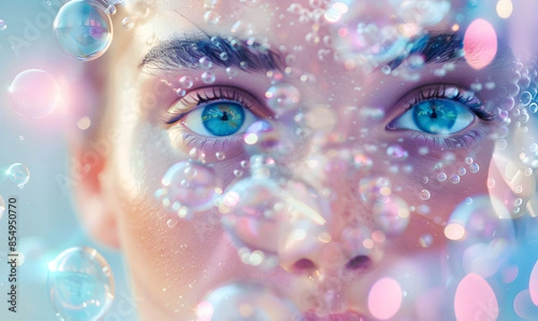 Obraz 3D background of water biological and organic glass technology molecules About beauty and cosmetic skin