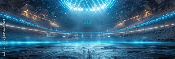 Fototapeta 3D stadium background: technology room product circle glow effect, portal stand studio scene white design, photorealistic, Close-up, mix color, Leading lines, centered in frame