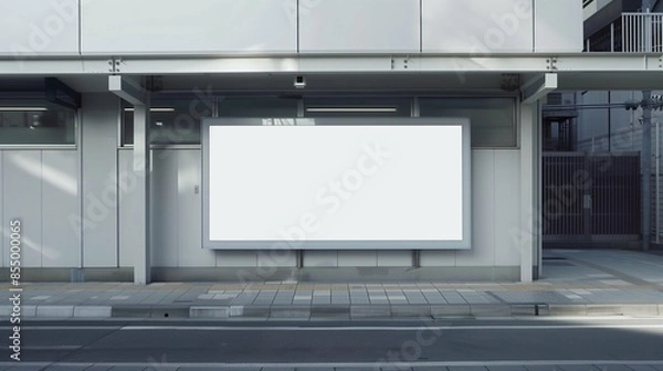 Fototapeta Minimalist Clean Blank Billboard in Outdoor Setting: Versatile Advertising Space with Clear and Simple Background for Branding and Marketing Concepts