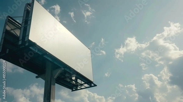 Fototapeta Minimalist Clean Blank Billboard in Outdoor Setting: Versatile Advertising Space with Clear and Simple Background for Branding and Marketing Concepts