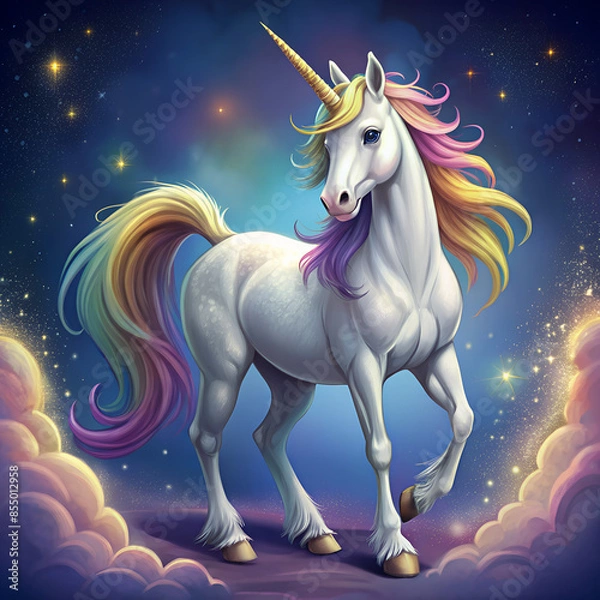 Fototapeta Unicorn illustration. Generative Ai