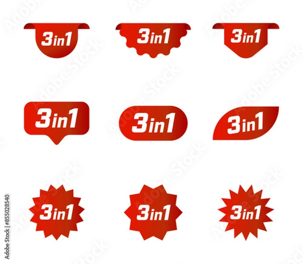 Fototapeta Three in One - collection of vector signs for product label.