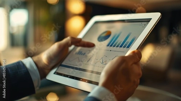 Obraz Data Analysis in Action, Tracking Business Performance on a Tablet