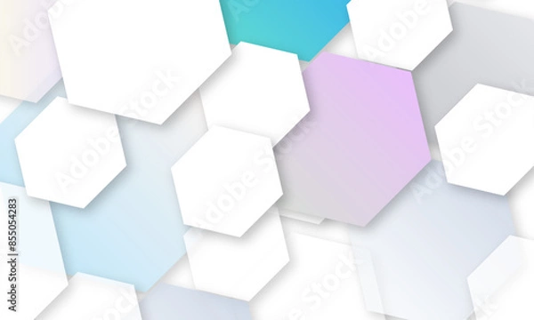 Fototapeta Vector technology luxury colorful hexagonal background vector illustration. Futuristic banner with technology blue hexagons and shiny lights. Design for banner, template, technology, science, medical