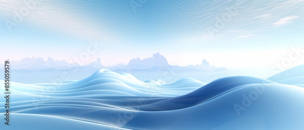 Fototapeta Abstract futuristic background with fractal horizon in vibrant colors, digital art concept.