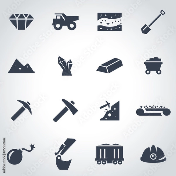 Obraz Vector black mining icon set
