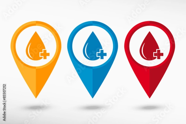 Obraz Blood  icon map pointer, vector illustration