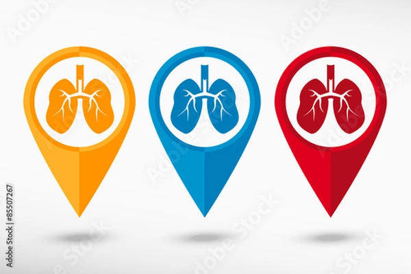 Obraz Lung icon map pointer, vector illustration
