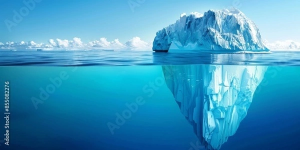 Fototapeta The image shows the tip of an iceberg floating in the ocean