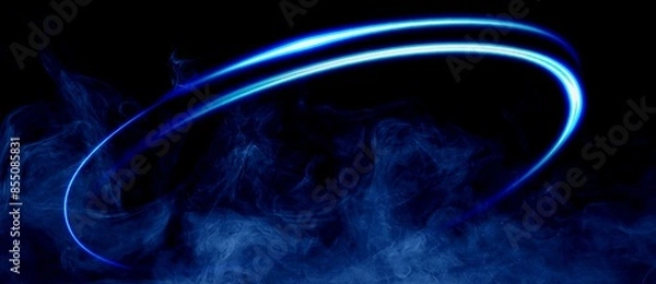 Obraz glitter ring with blue smoke abstract background illustration 