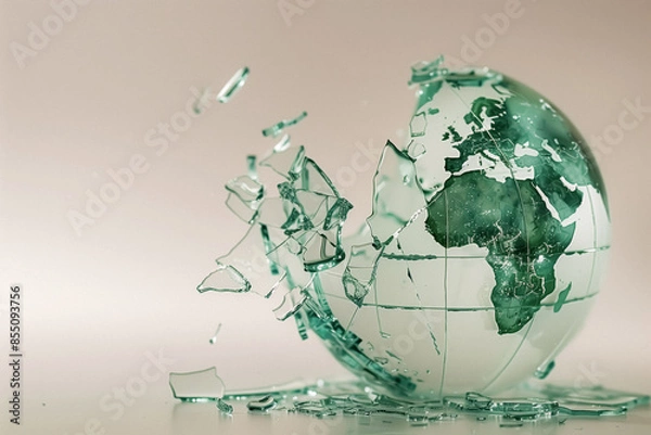 Obraz Glass broken world globe