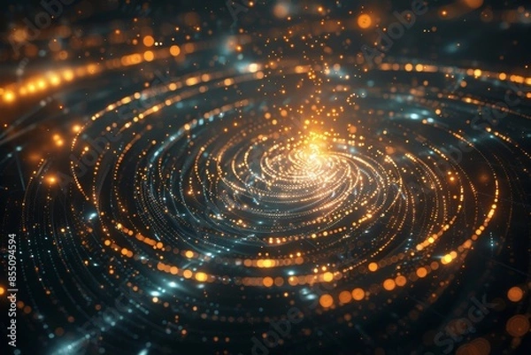 Fototapeta Quantum computing core, glowing with energy, abstract algorithmic patterns